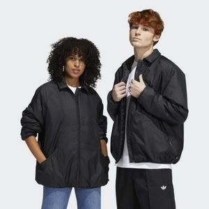 Adidas Insulated Black Lightweight Coach Skateboarding Jacket, Unisex Small